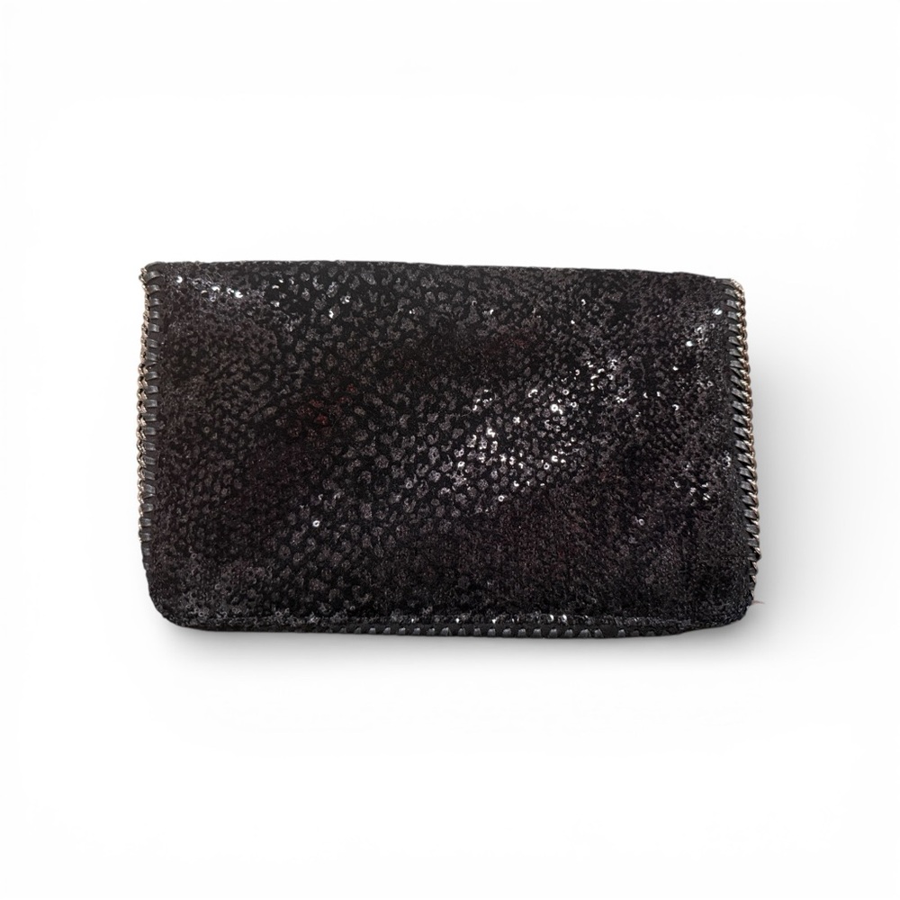 Stella McCartney Falabella Fold-Over Clutch – Black Shimmer | Like New. COA - Picture 4 of 10
